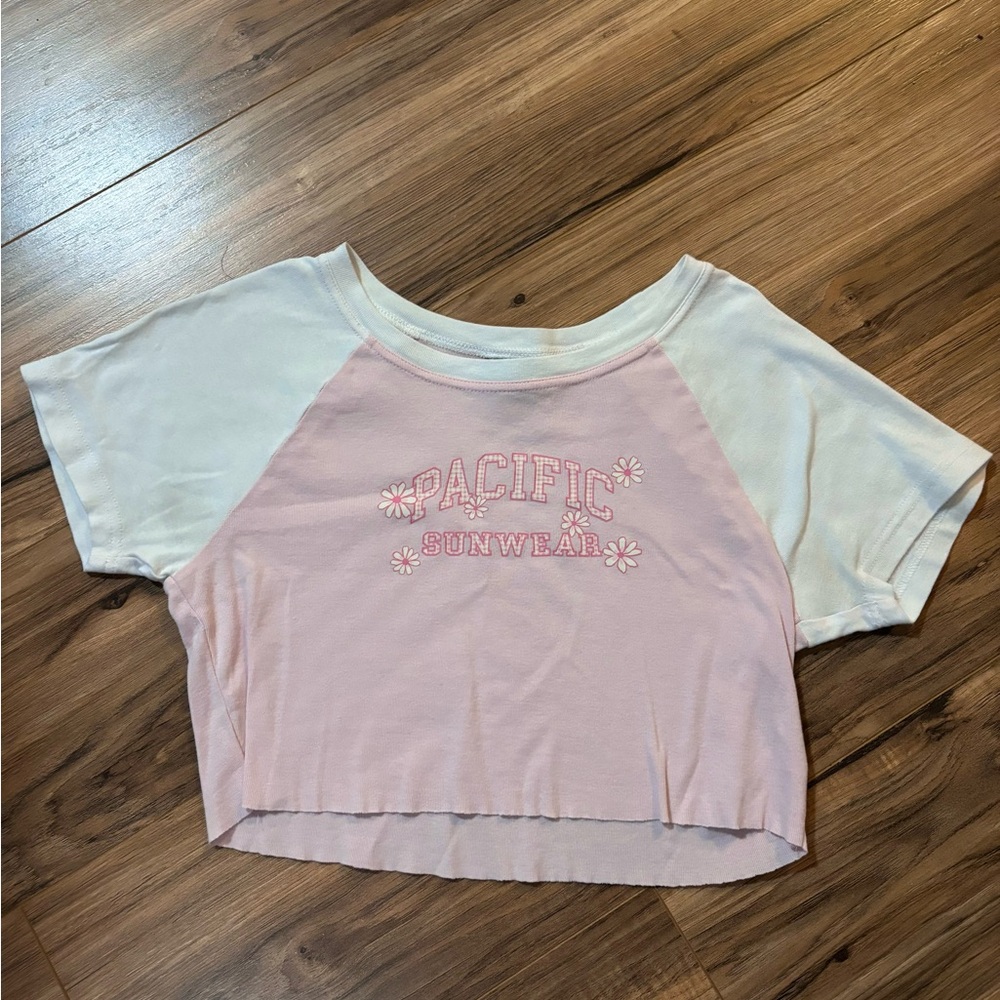 Pacsun pacific sunwear pink crop tee shirt medium